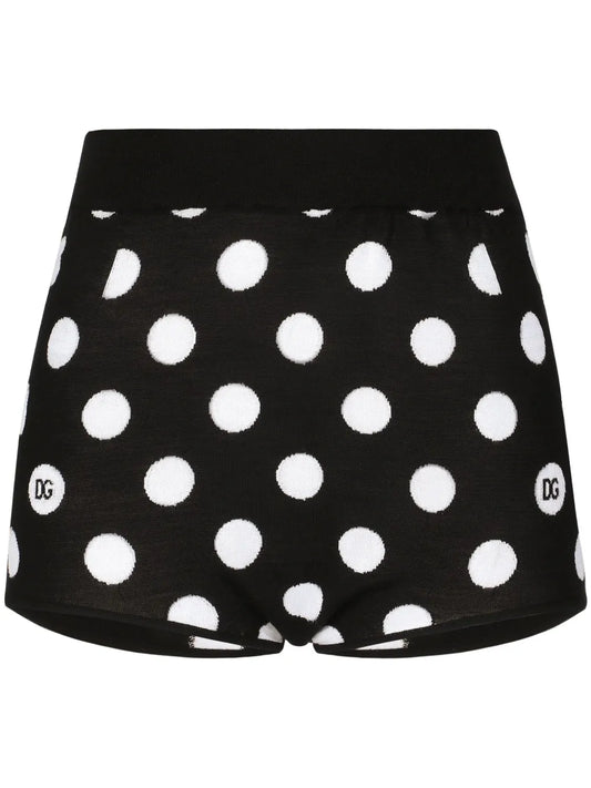 Polka Dot-Pattern High-Waisted Shorts