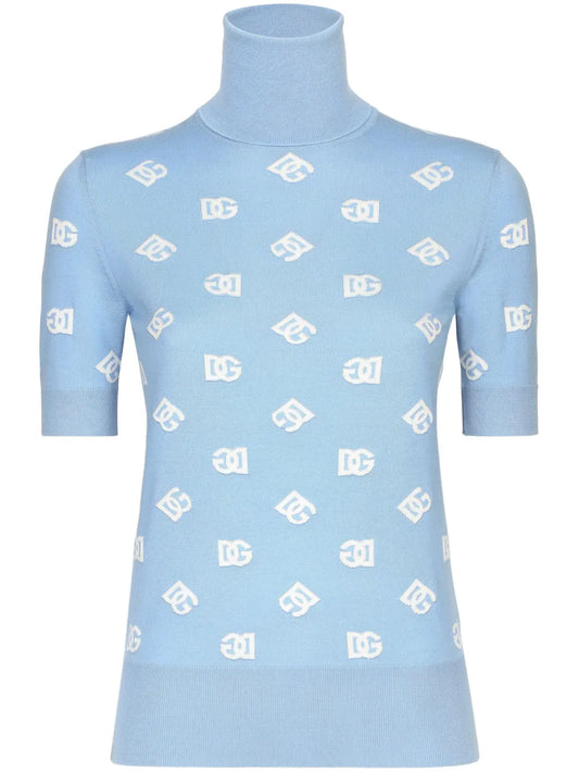 High Neck Embroidered Top