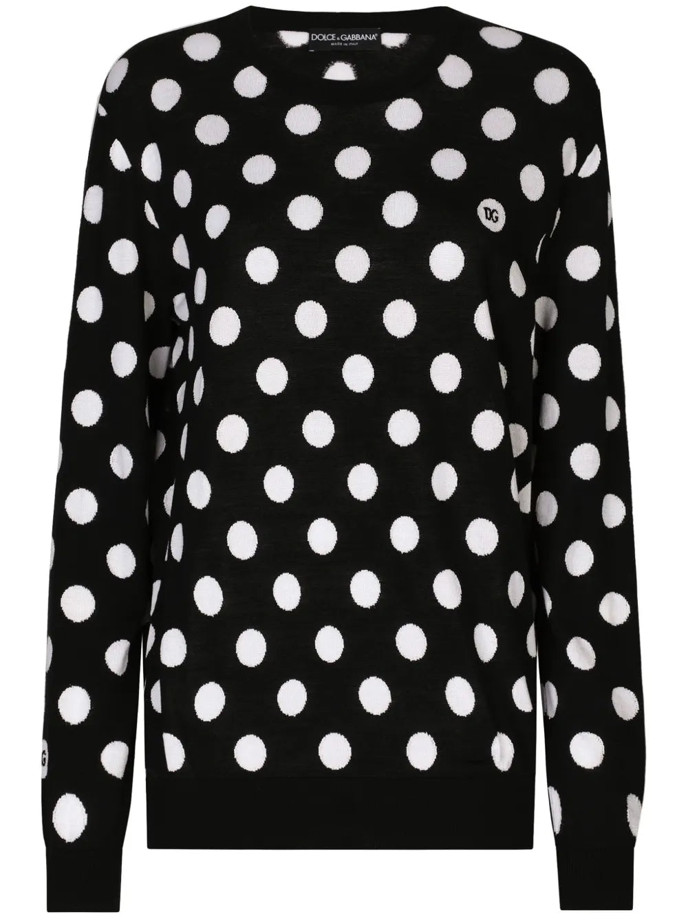 Polka Dot-Pattern Crew-Neck Jumper