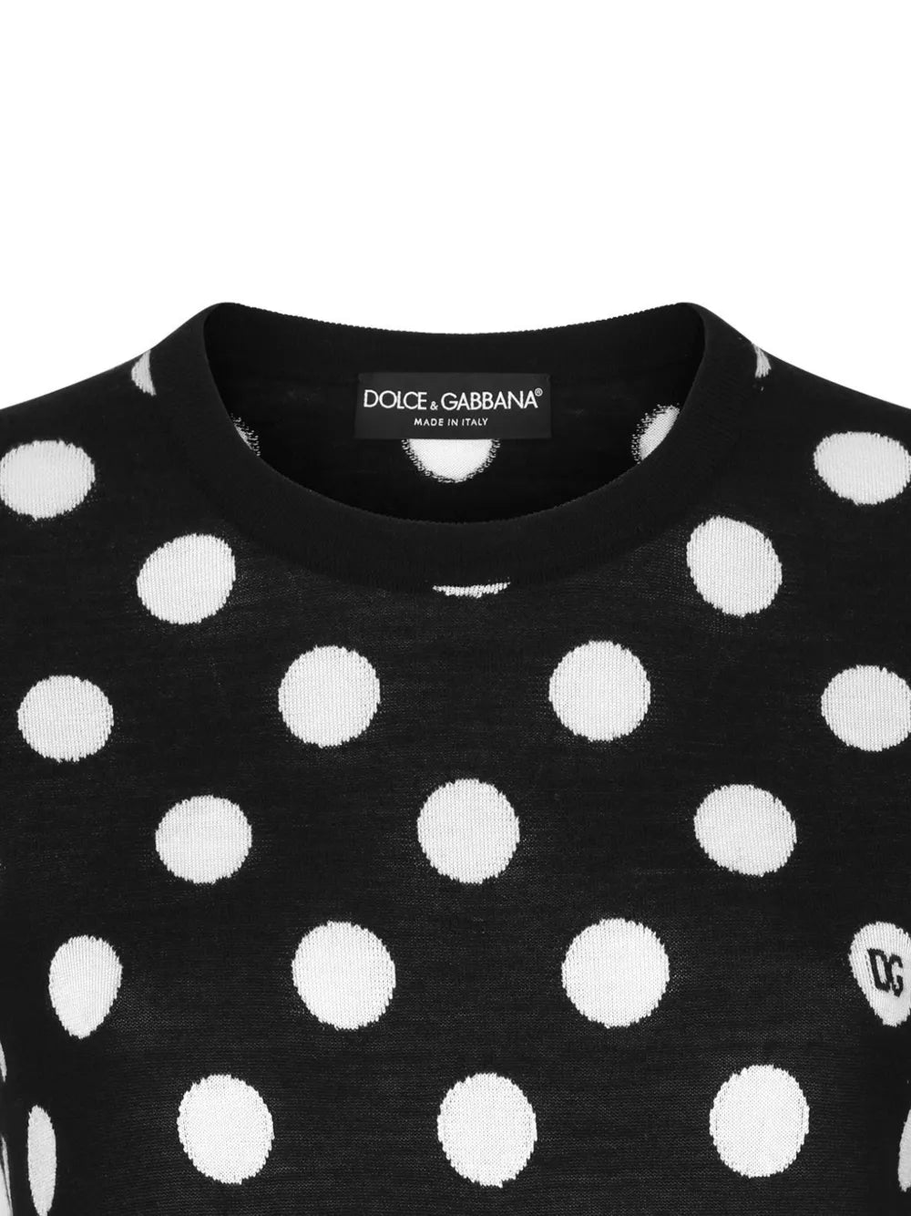 Polka Dot-Pattern Intarsia-Knit Top