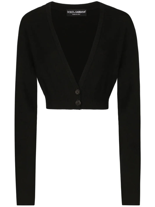 V-Neck Cropped Cardigan