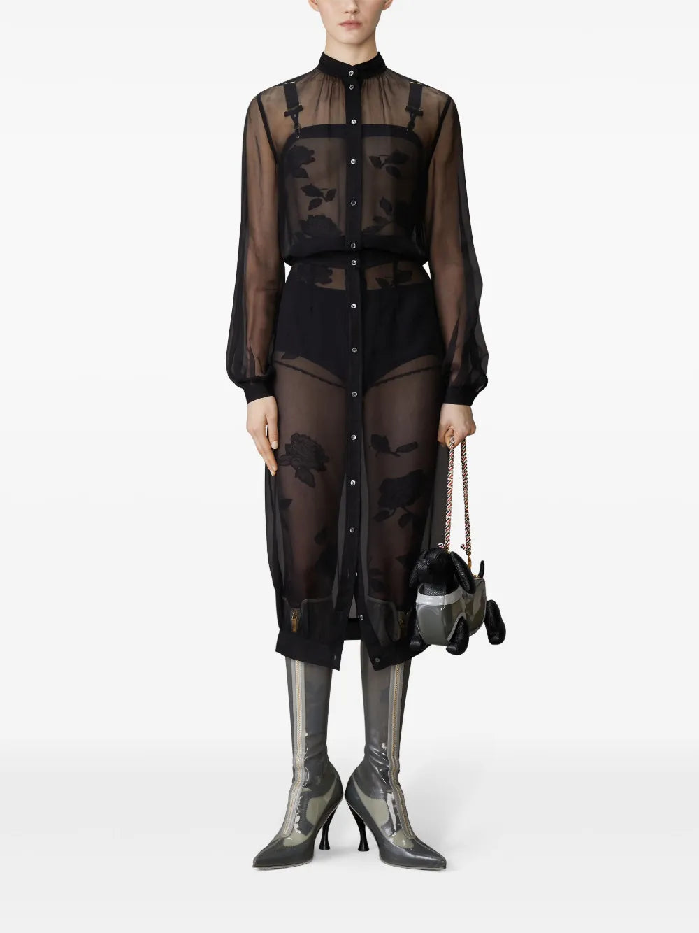 Semi-Sheer Midi Dress