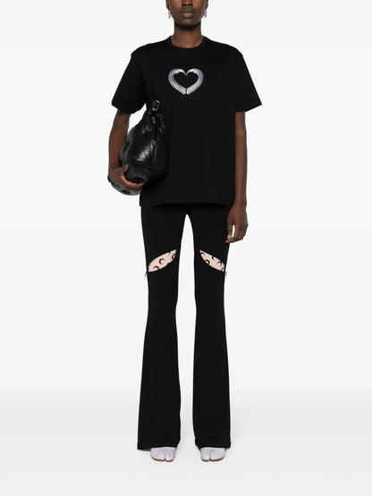 Graphic-Heart Print Cotton T-Shirt