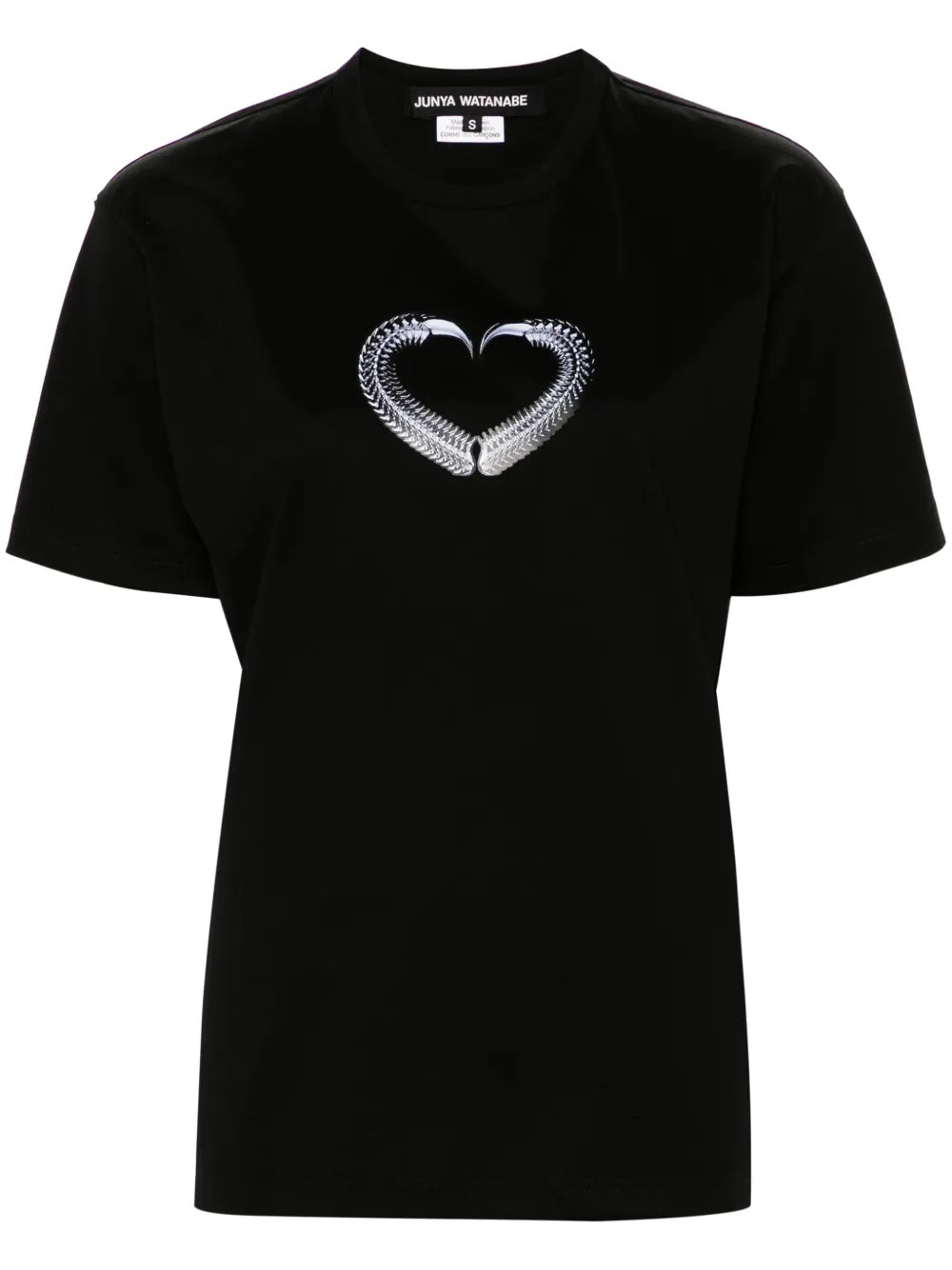 Graphic-Heart Print Cotton T-Shirt