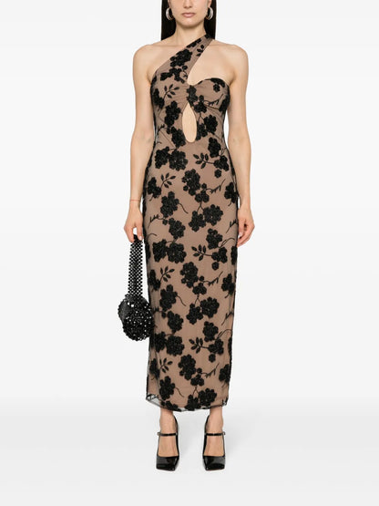 Floral-Beads Midi Dress