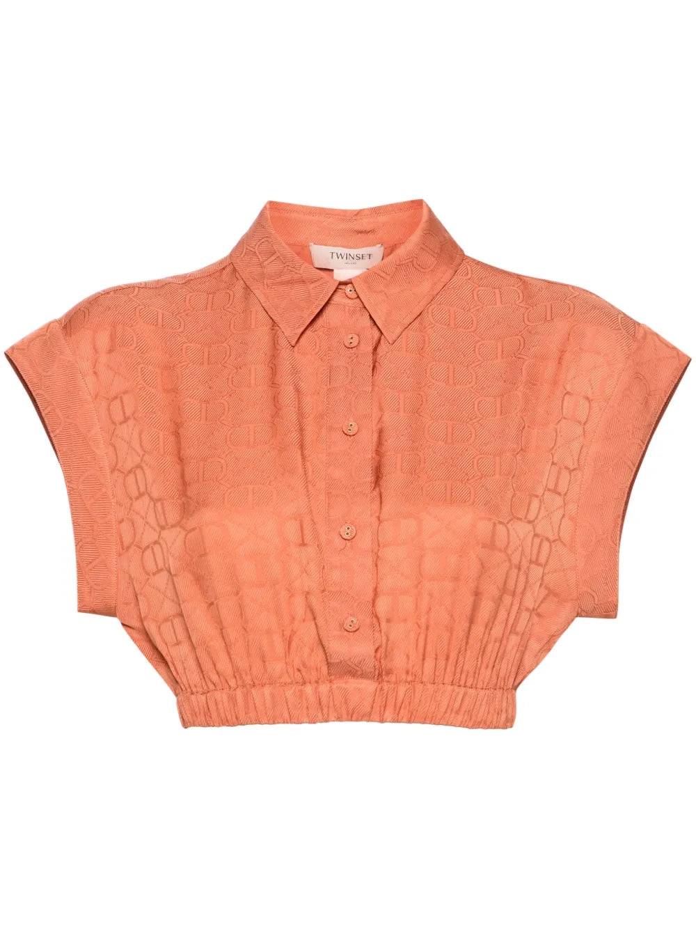 Cropped Logo-Jacquard Shirt
