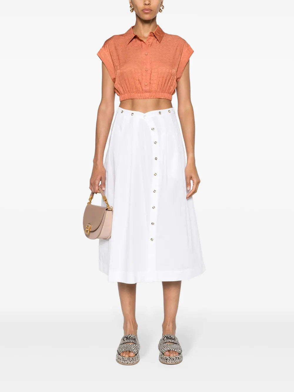 Cropped Logo-Jacquard Shirt