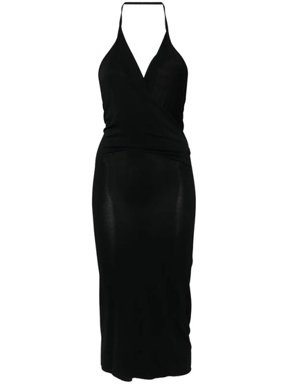 Rose Cowl-Effect Midi Dress