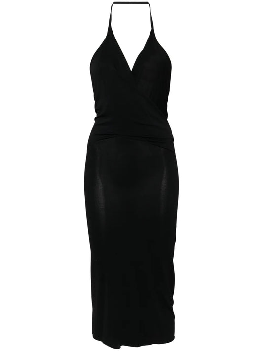Rose Cowl-Effect Midi Dress
