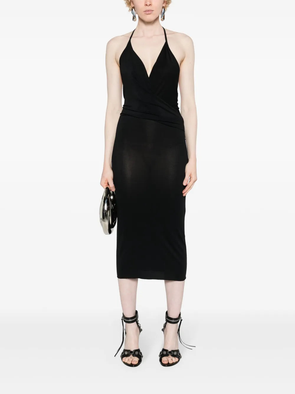 Rose Cowl-Effect Midi Dress
