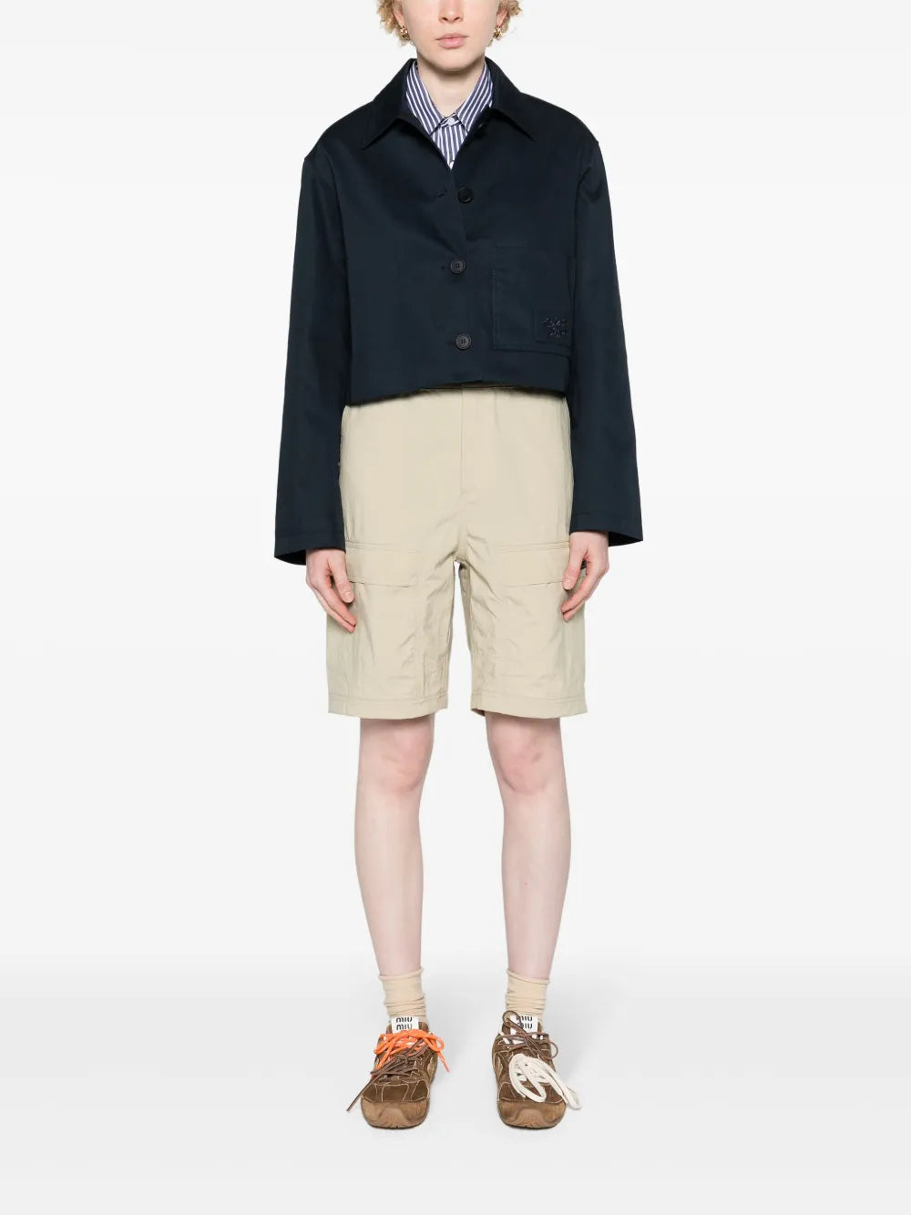 Logo-Embroidered Cropped Jacket