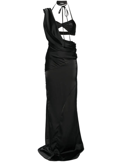 Asymmetric Satin Gown