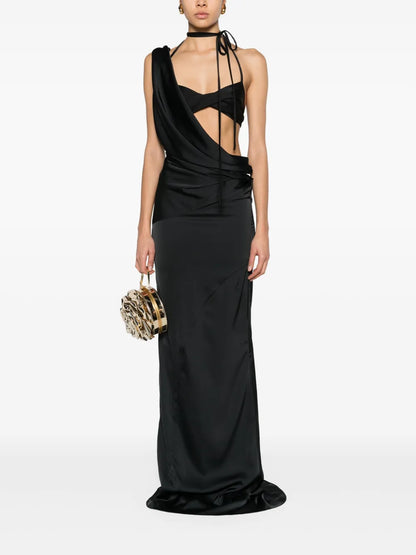 Asymmetric Satin Gown