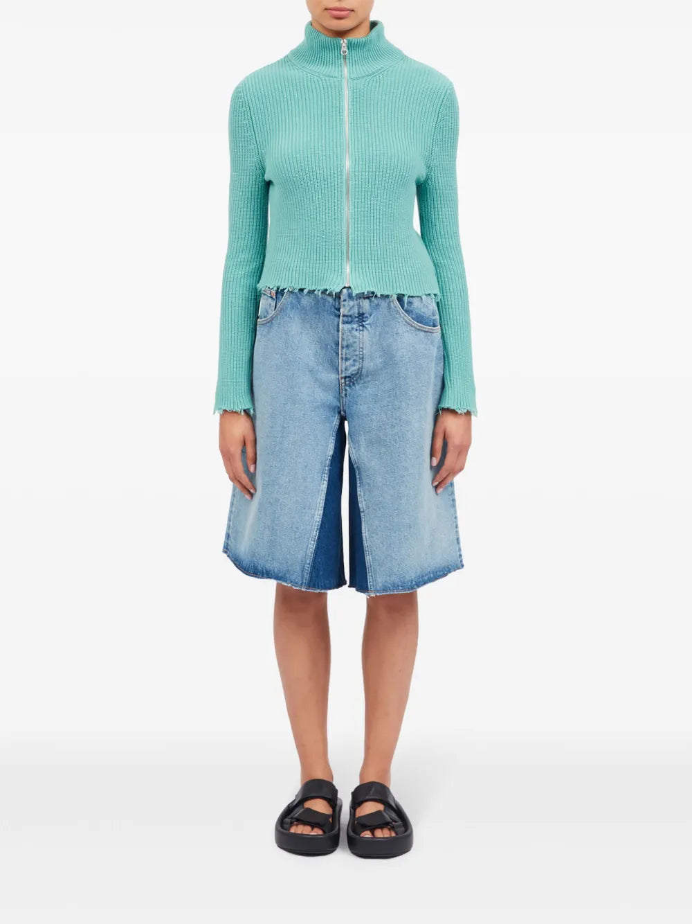 Raw-Cut Cropped Cardigan