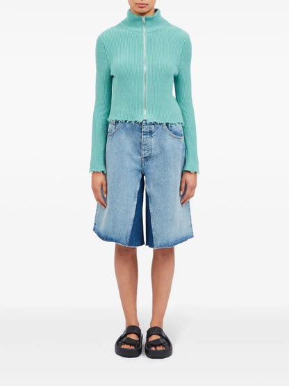 Raw-Cut Cropped Cardigan