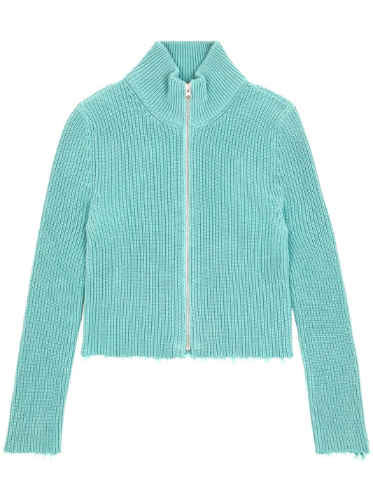 Raw-Cut Cropped Cardigan