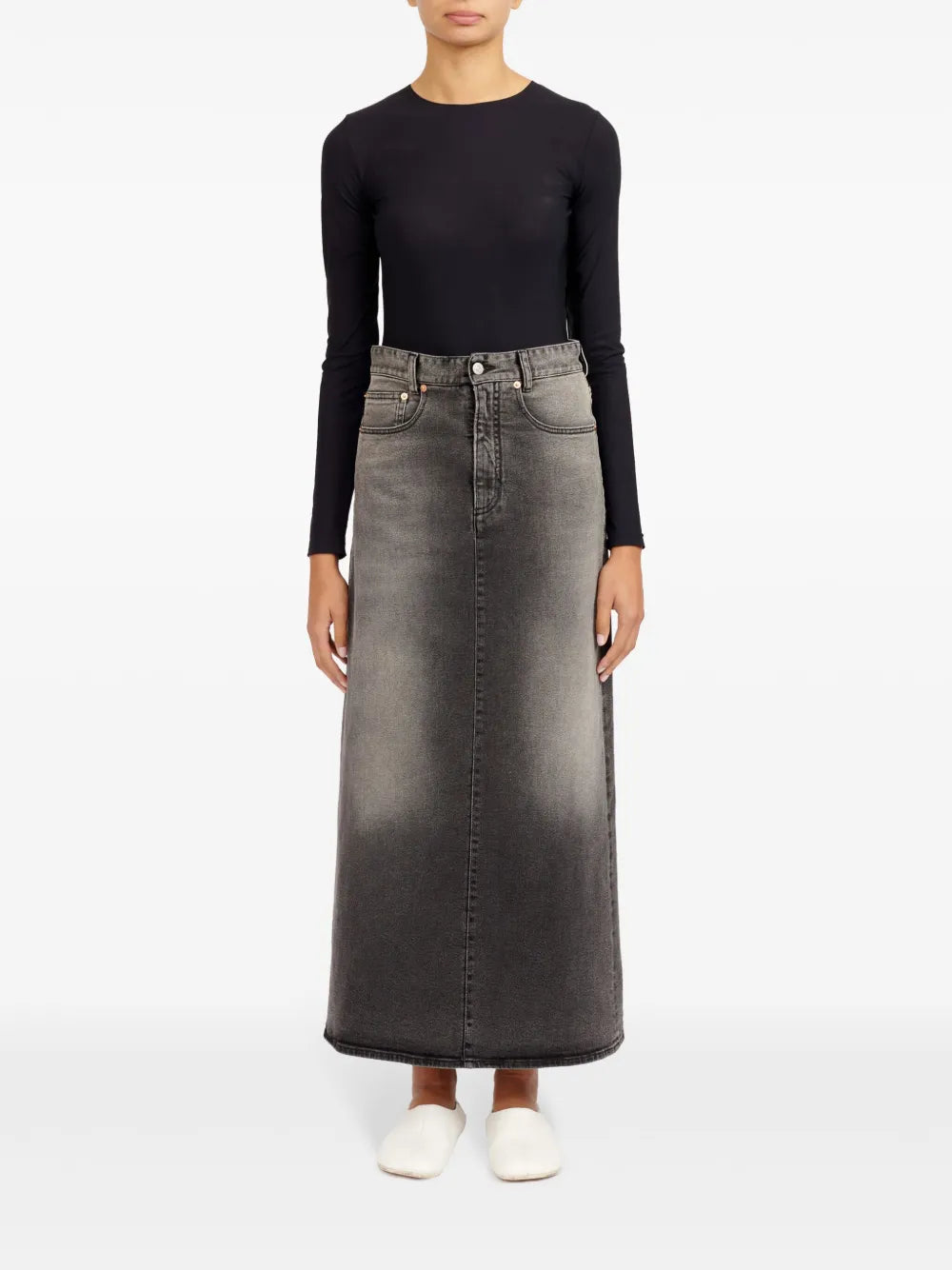 Logo-Patch Denim Skirt