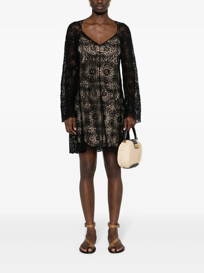 Open-Knit Shift Minidress