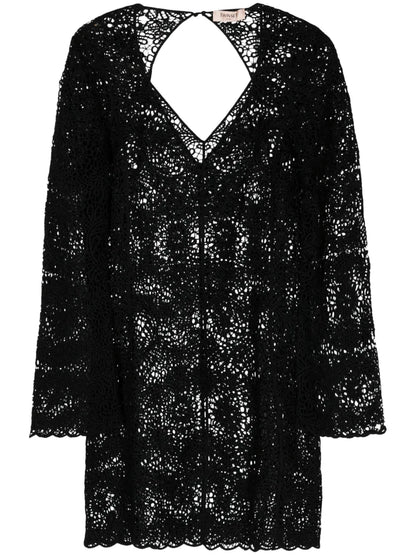 Open-Knit Shift Minidress
