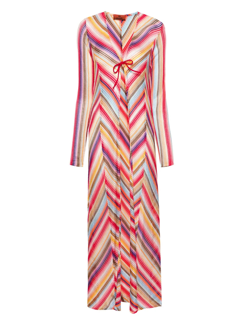 Zigzag-Woven Maxi Cardigan