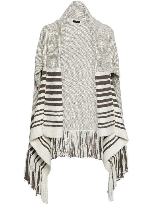 Draped V-Neck Cotton Cape