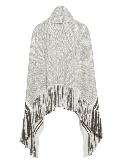 Draped V-Neck Cotton Cape