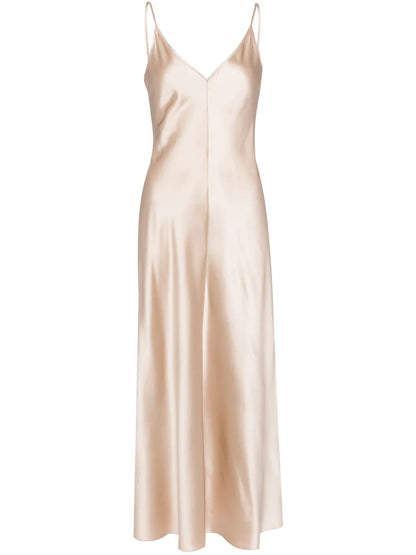V-Neck Slip Silk Dress
