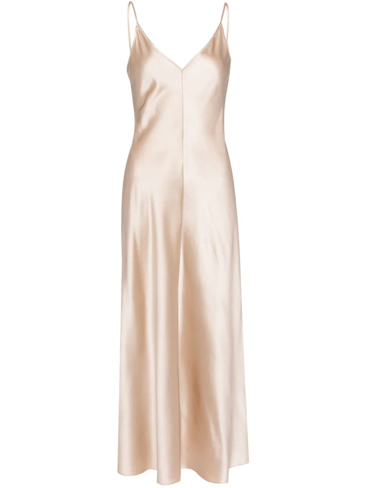 V-Neck Slip Silk Dress