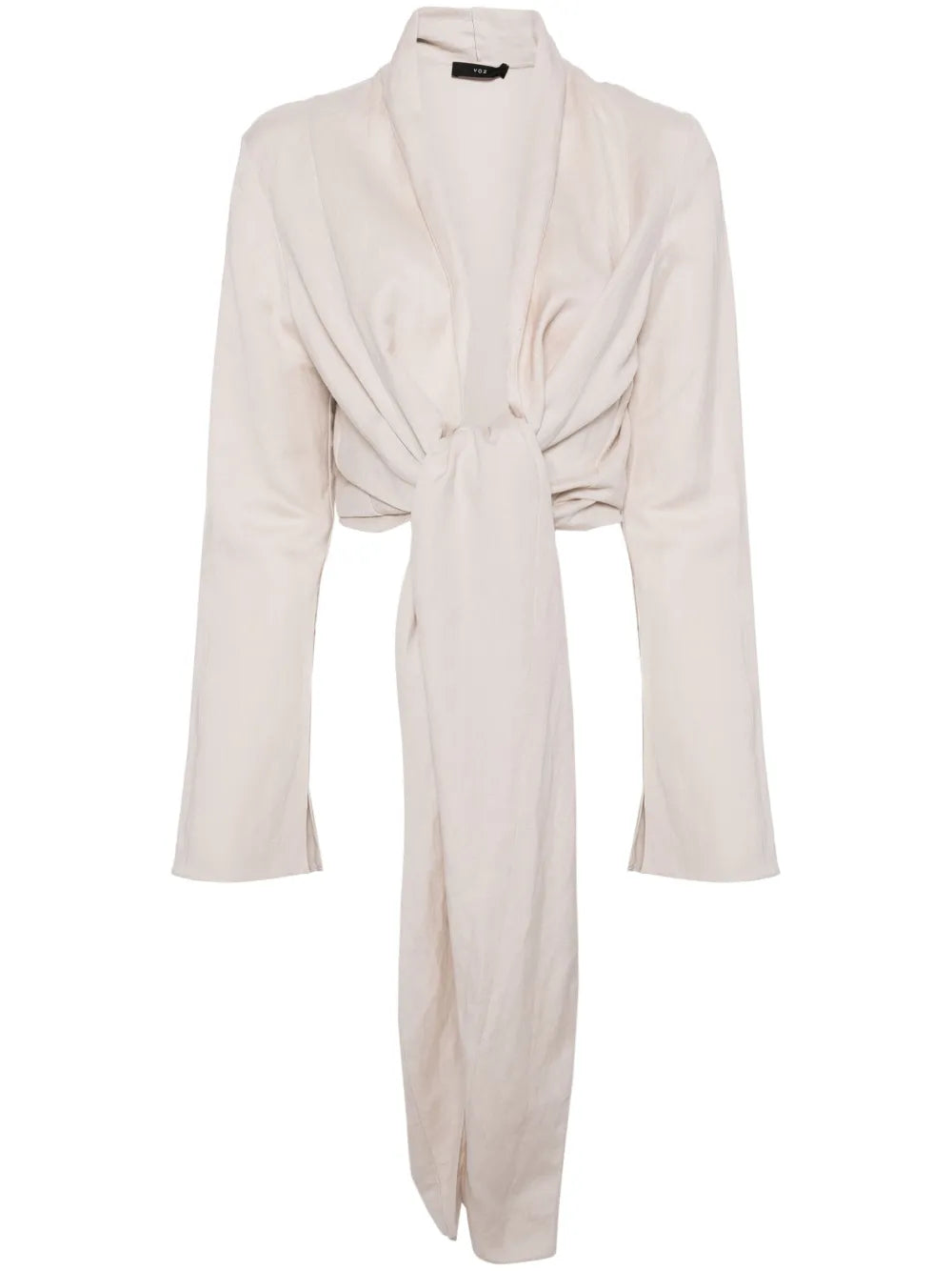 Tie-Fastening Cropped Cardigan