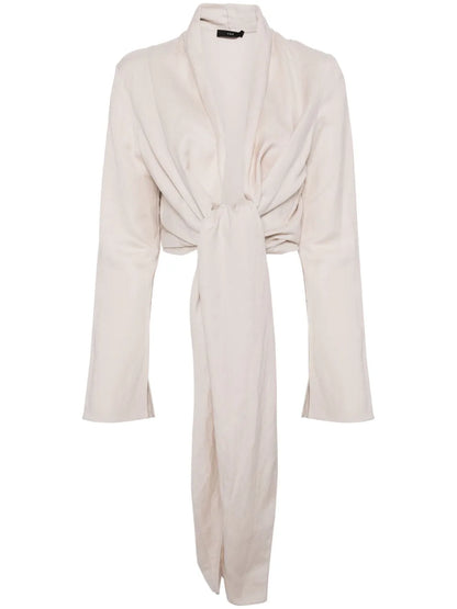 Tie-Fastening Cropped Cardigan