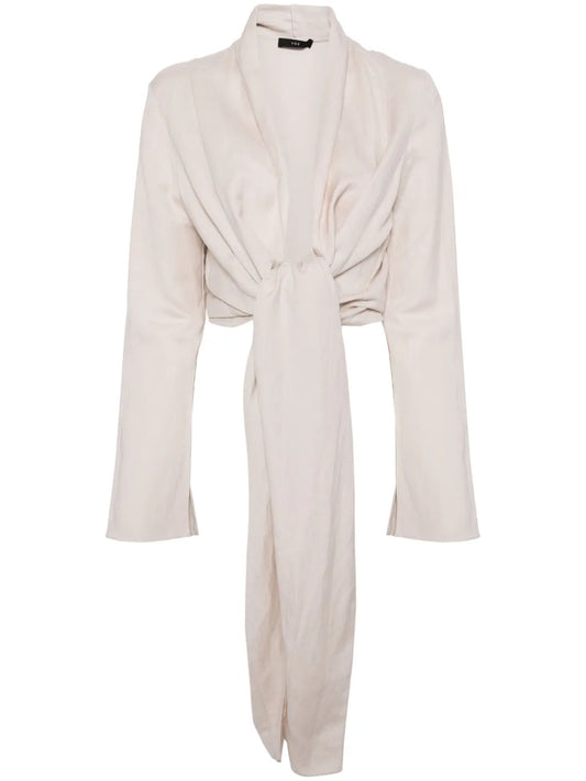 Tie-Fastening Cropped Cardigan