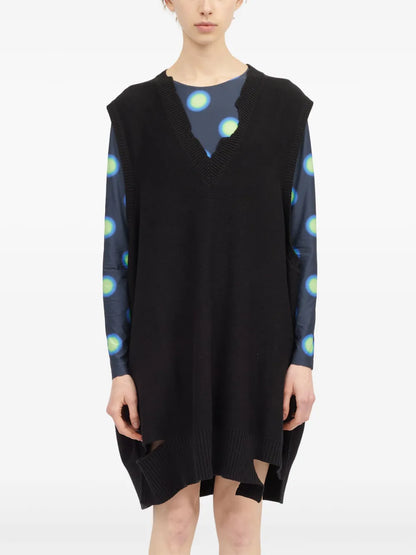 Distressed-Effect Gauge-Knit Dress