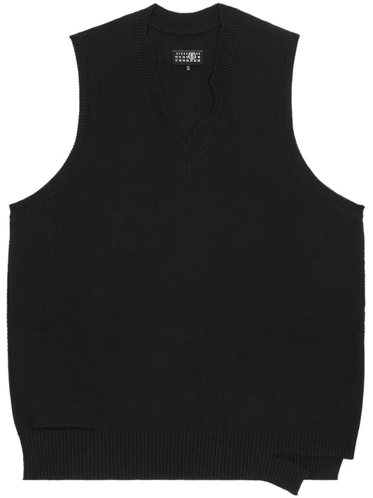 Distressed-Effect Gauge-Knit Dress