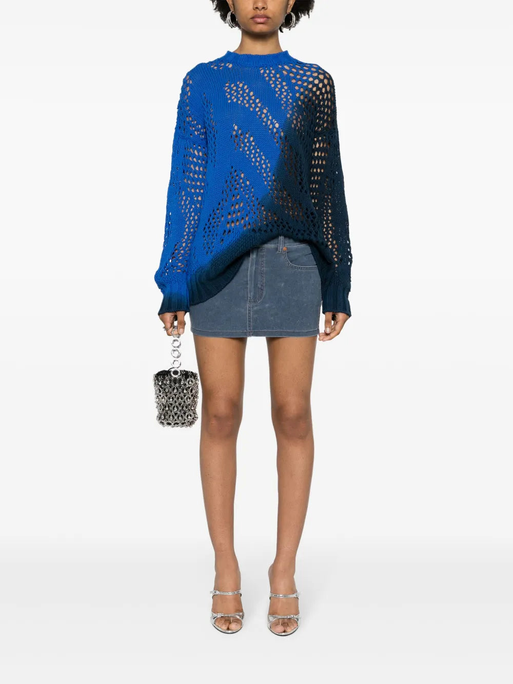 Colourblock Open-Knit Jumper