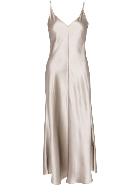 V-Neck Slip Silk Dress