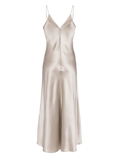 V-Neck Slip Silk Dress