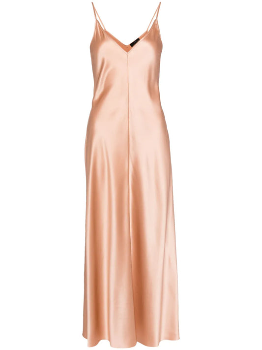 V-Neck Slip Silk Dress