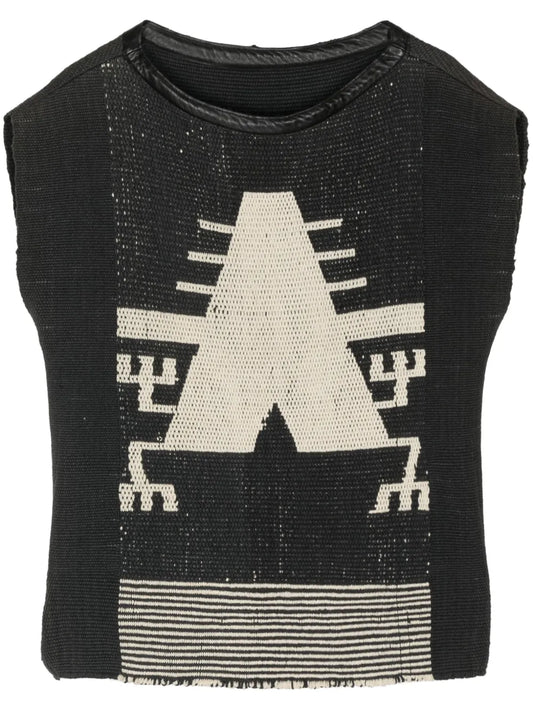 Intarsia-Knit Cotton Top