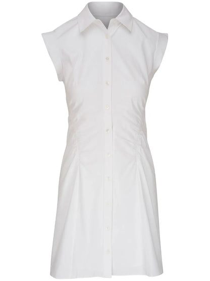 Cap-Sleeve Gathered Shirtdress