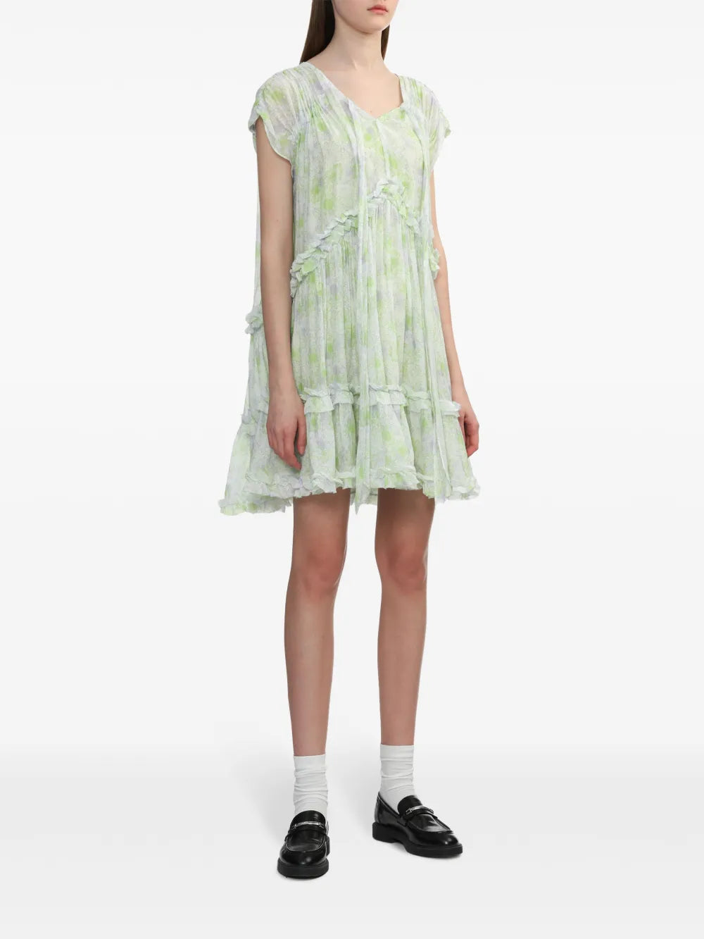 Floral-Print Ruffled Mini Dress