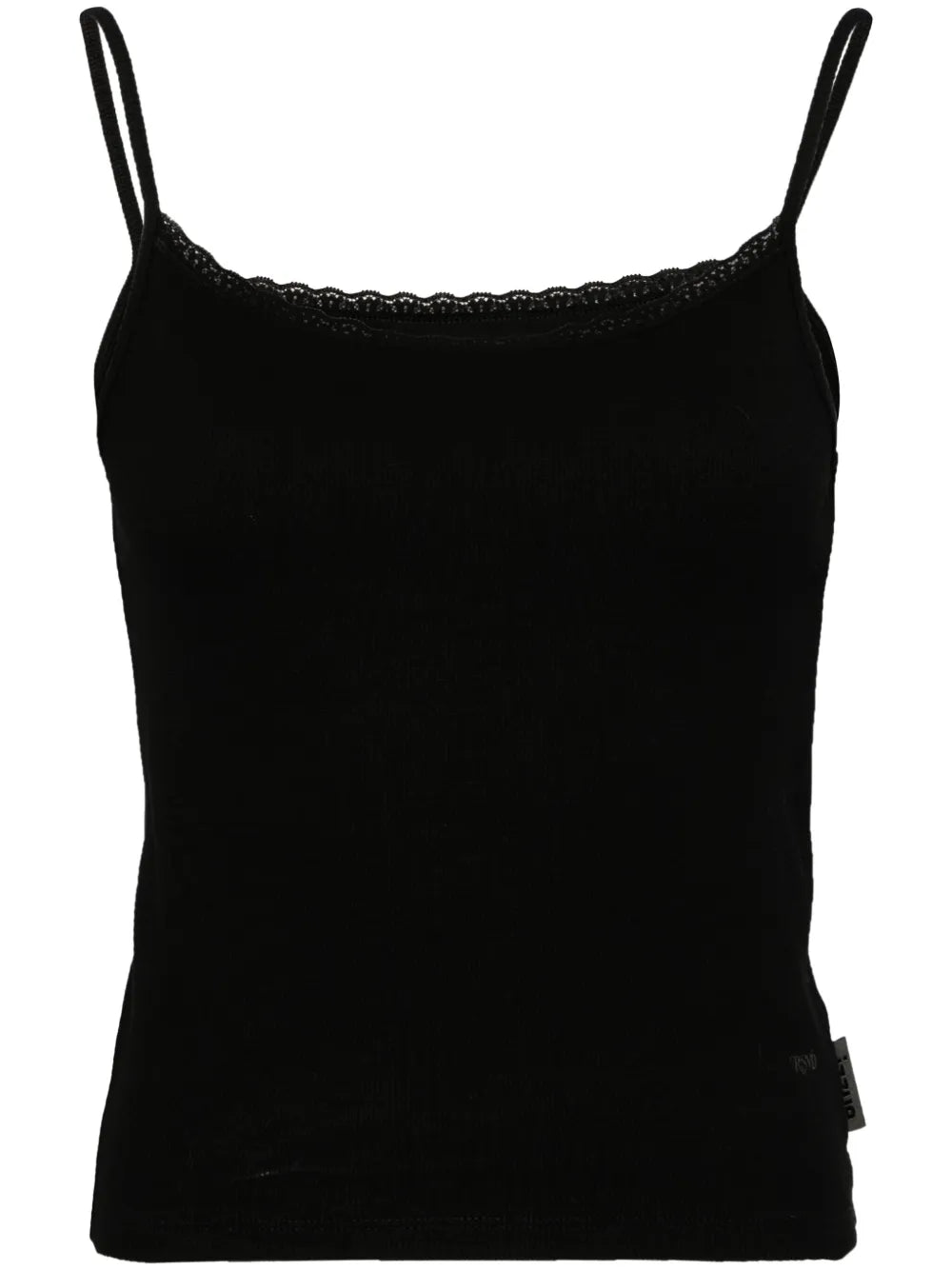 Ribbed-Knit Lace-Trim Top