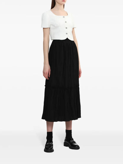 A-Line Tiered Midi Skirt