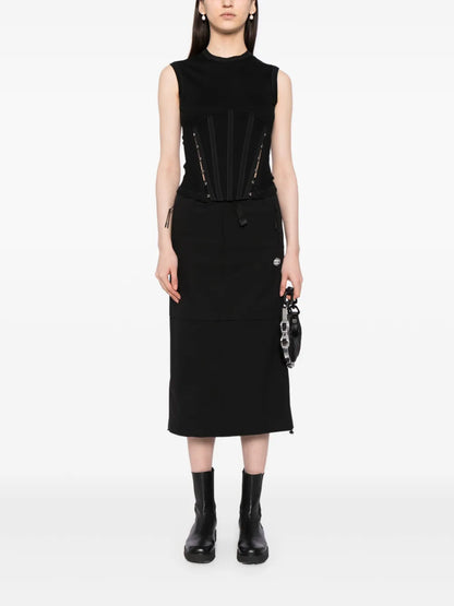 Elasticated-Waist Midi Skirt