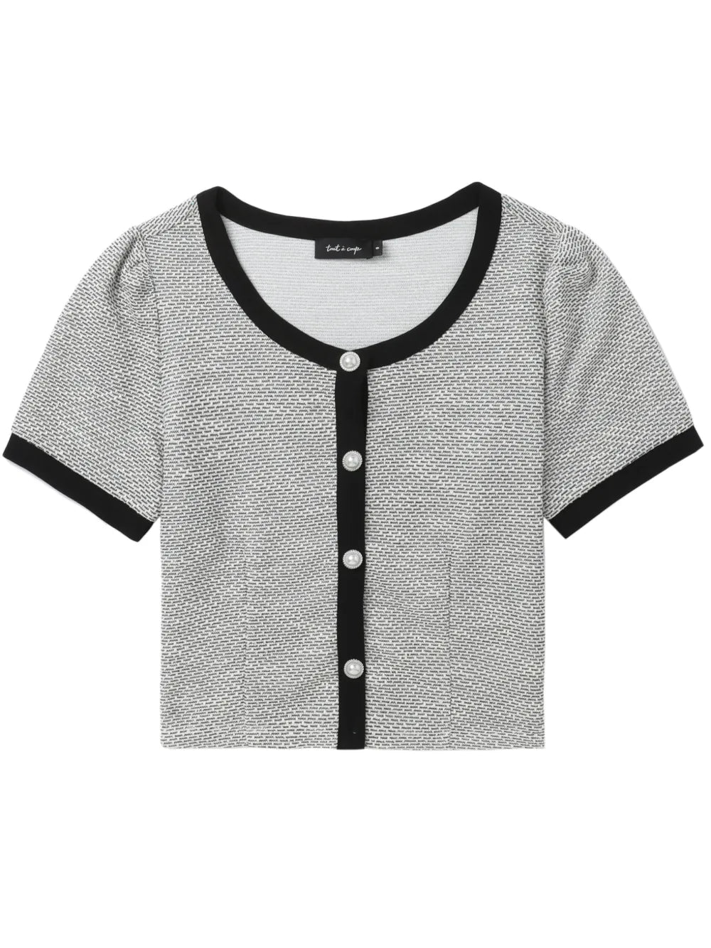 Contrast-Trim Jacquard Blouse