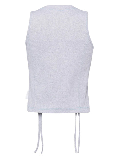 Embroidered-Slogan Sleveless Top