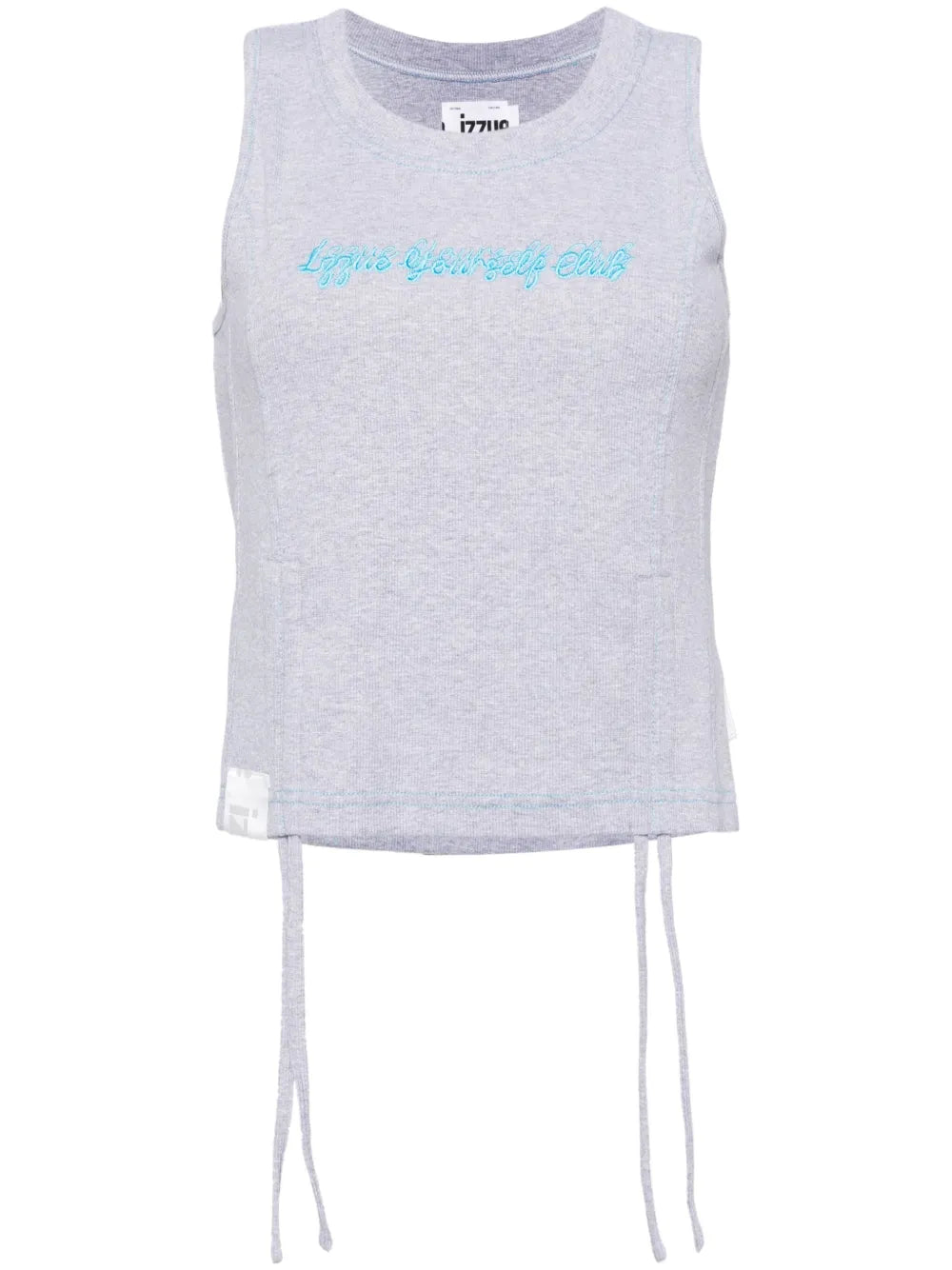 Embroidered-Slogan Sleveless Top