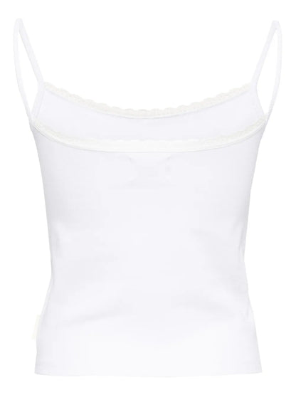 Ribbed-Knit Lace-Trim Top