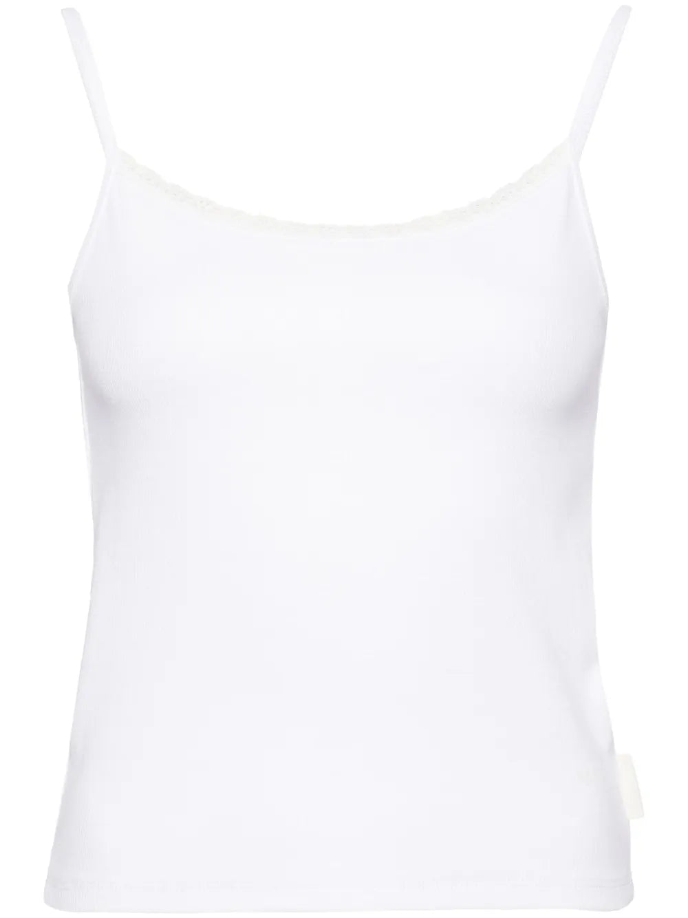Ribbed-Knit Lace-Trim Top