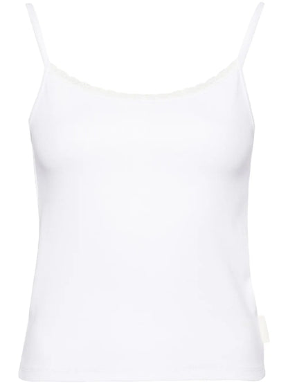 Ribbed-Knit Lace-Trim Top