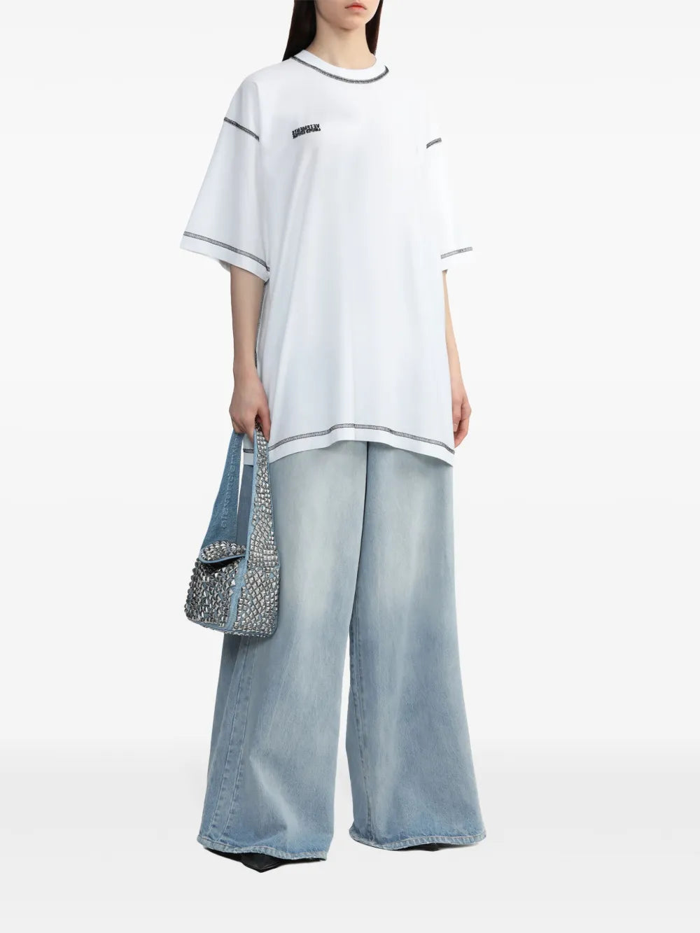 Contrast-Stitching Cotton T-Shirt